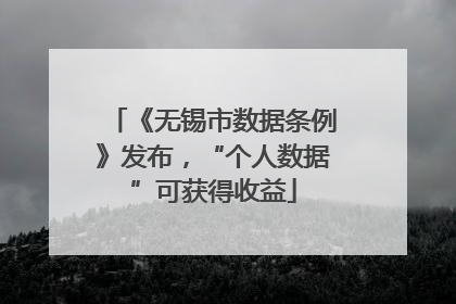 《无锡市数据条例》发布，“个人数据”可获得收益