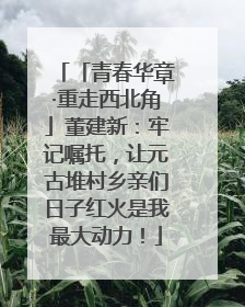 「青春华章·重走西北角」董建新：牢记嘱托，让元古堆村乡亲们日子红火是我最大动力！