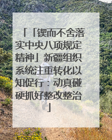 「锲而不舍落实中央八项规定精神」新疆组织系统注重转化以知促行：动真碰硬抓好整改整治