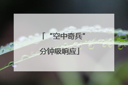 “空中奇兵”分钟级响应