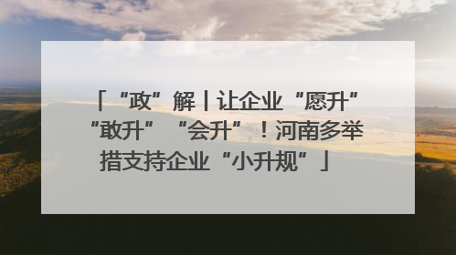 “政”解丨让企业“愿升”“敢升”“会升”！河南多举措支持企业“小升规”