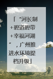 “河长制+碧道碧带+幸福河湖”，广州推进水环境提档升级