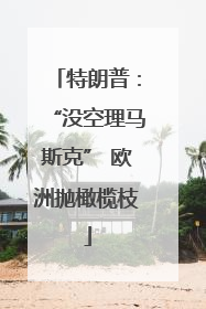 特朗普：“没空理马斯克” 欧洲抛橄榄枝