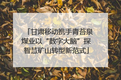 甘肃移动携手青苔泉煤业以“数字大脑”探智慧矿山转型新范式