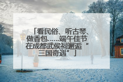 看民俗、听古琴、做香包……端午佳节在成都武侯祠邂逅“三国奇遇”