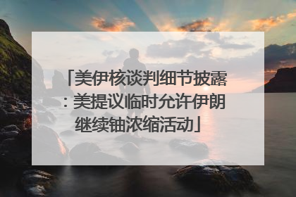 美伊核谈判细节披露：美提议临时允许伊朗继续铀浓缩活动
