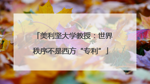 美利坚大学教授：世界秩序不是西方“专利”
