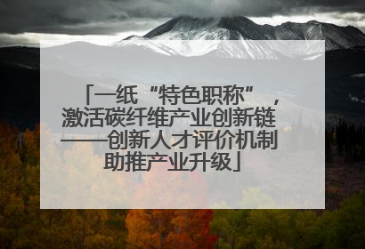 一纸“特色职称”，激活碳纤维产业创新链——创新人才评价机制 助推产业升级