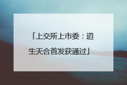 上交所上市委：道生天合首发获通过