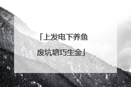 上发电下养鱼 废坑塘巧生金
