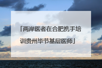 两岸医者在合肥携手培训贵州毕节基层医师
