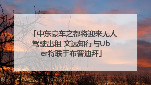 中东豪车之都将迎来无人驾驶出租 文远知行与Uber将联手布署迪拜