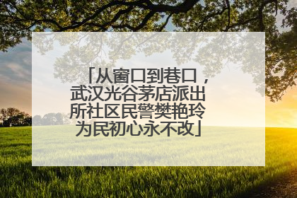 从窗口到巷口，武汉光谷茅店派出所社区民警樊艳玲为民初心永不改