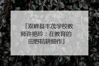 双峰县丰茂学校教师许艳玲：在教育的田野精耕细作