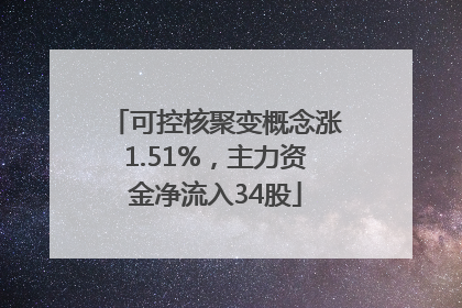 可控核聚变概念涨1.51%，主力资金净流入34股