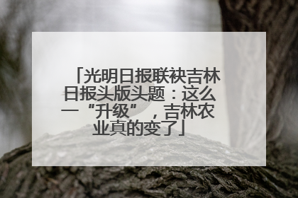 光明日报联袂吉林日报头版头题：这么一“升级”，吉林农业真的变了