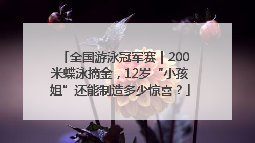 全国游泳冠军赛｜200米蝶泳摘金，12岁“小孩姐”还能制造多少惊喜？