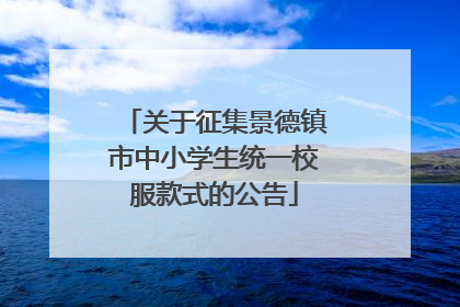 关于征集景德镇市中小学生统一校服款式的公告