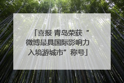 喜报 青岛荣获“微博最具国际影响力入境游城市”称号