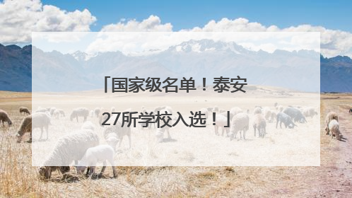 国家级名单！泰安27所学校入选！