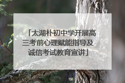 太湖朴初中学开展高三考前心理赋能指导及诚信考试教育宣讲