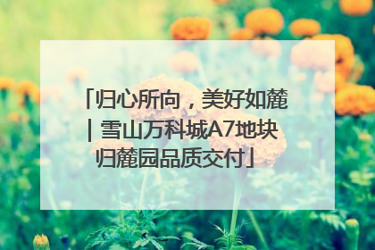归心所向，美好如麓｜雪山万科城A7地块归麓园品质交付