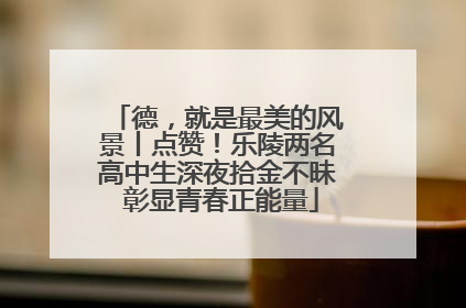 德，就是最美的风景丨点赞！乐陵两名高中生深夜拾金不昧 彰显青春正能量