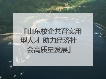山东校企共育实用型人才 助力经济社会高质量发展