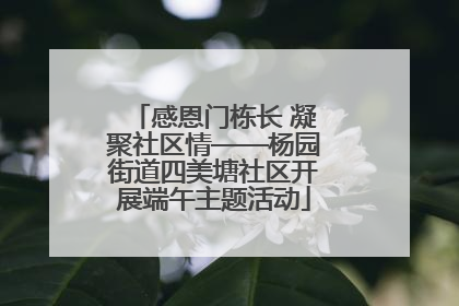 感恩门栋长 凝聚社区情——杨园街道四美塘社区开展端午主题活动