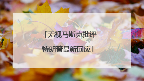 无视马斯克批评 特朗普最新回应