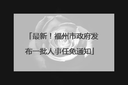 最新！福州市政府发布一批人事任免通知