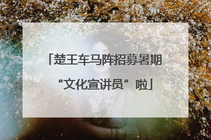 楚王车马阵招募暑期“文化宣讲员”啦