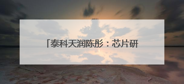 泰科天润陈彤：芯片研发是一场比拼耐力的马拉松｜湘商，向上⑤