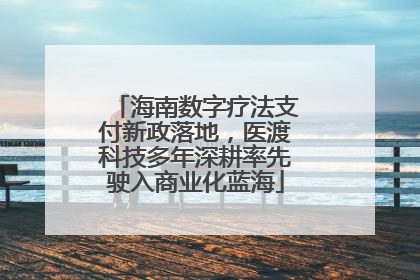 海南数字疗法支付新政落地，医渡科技多年深耕率先驶入商业化蓝海
