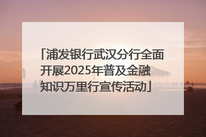 浦发银行武汉分行全面开展2025年普及金融知识万里行宣传活动