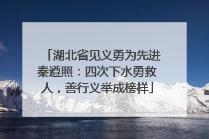 湖北省见义勇为先进秦遵照：四次下水勇救人，善行义举成榜样