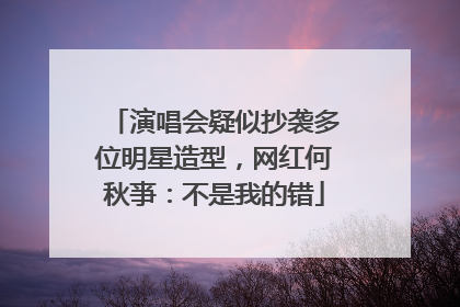 演唱会疑似抄袭多位明星造型，网红何秋亊：不是我的错