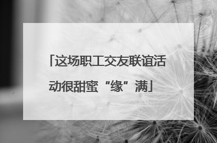 这场职工交友联谊活动很甜蜜“缘”满