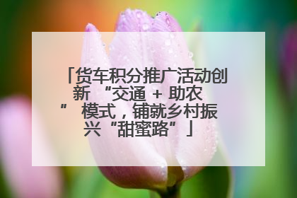 货车积分推广活动创新 “交通 + 助农” 模式，铺就乡村振兴“甜蜜路”