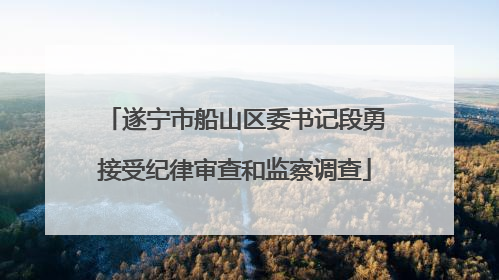 遂宁市船山区委书记段勇接受纪律审查和监察调查