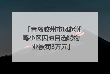 青岛胶州市凤起潮鸣小区因擅自选聘物业被罚3万元