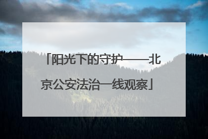 阳光下的守护——北京公安法治一线观察