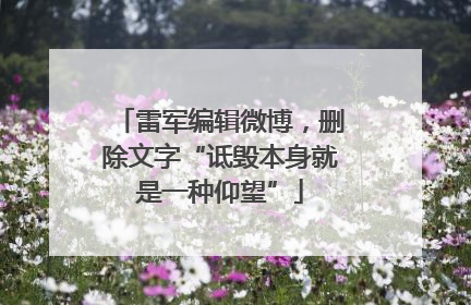 雷军编辑微博，删除文字“诋毁本身就是一种仰望”