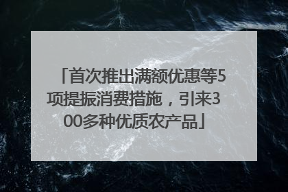 首次推出满额优惠等5项提振消费措施，引来300多种优质农产品