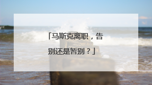 马斯克离职，告别还是暂别？